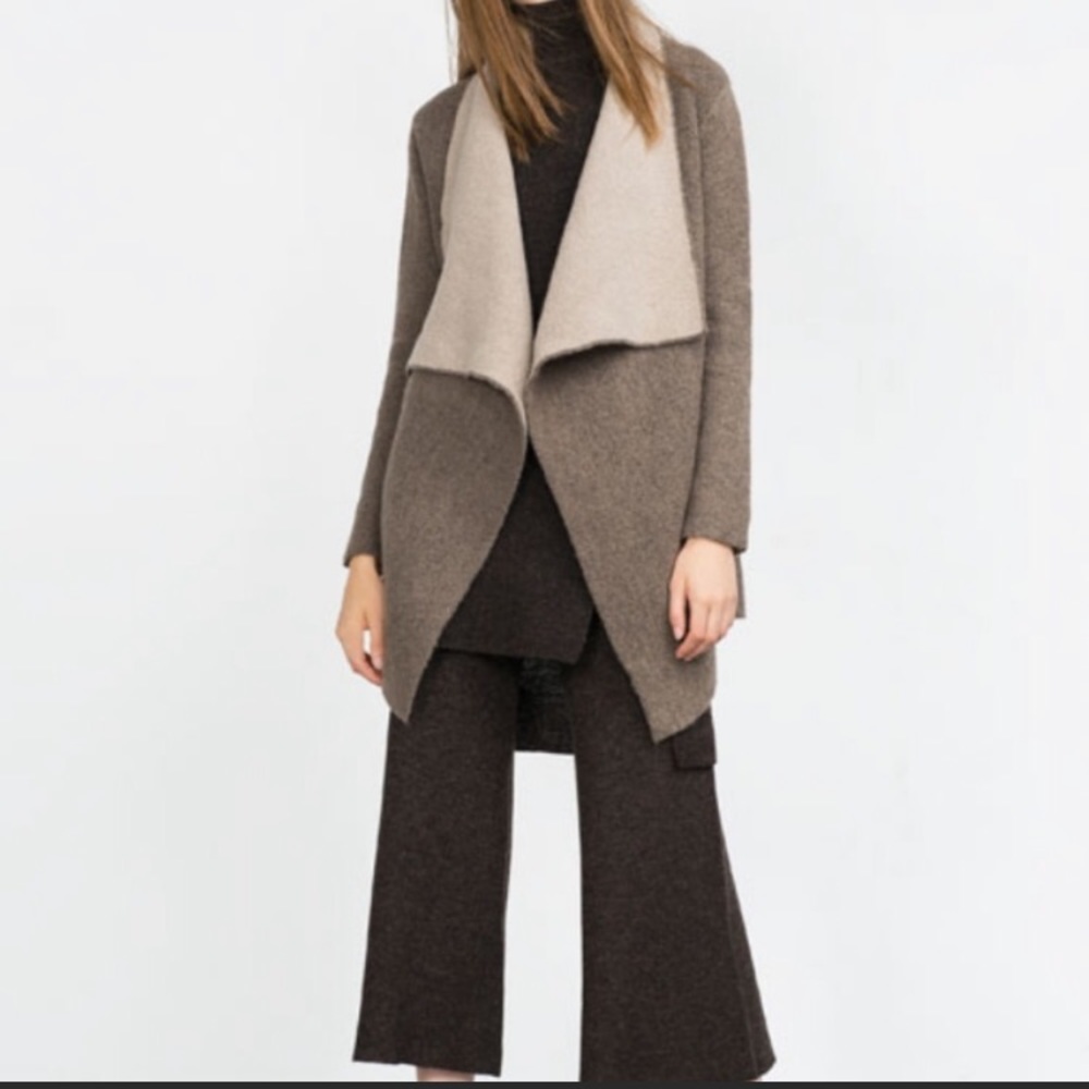 Zara knit wool blend open cardigan sweater M